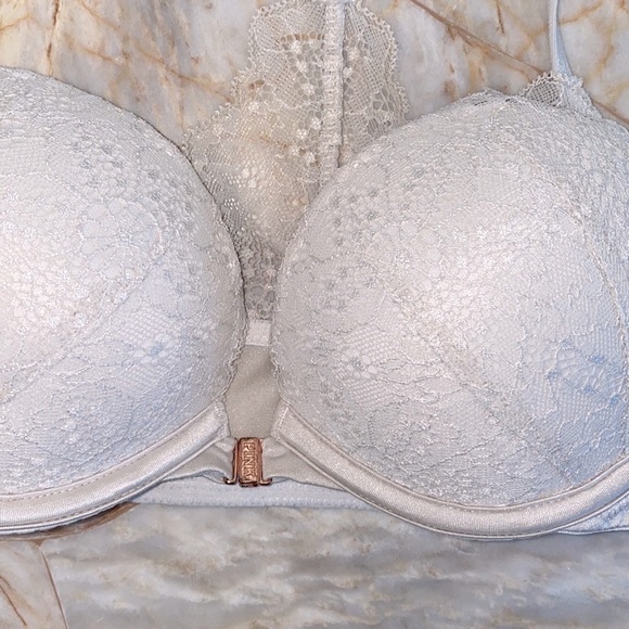 VS PINK  Very Sexy Strappy Back  Push-Up Lace Bra 32C - Picture 2 of 10